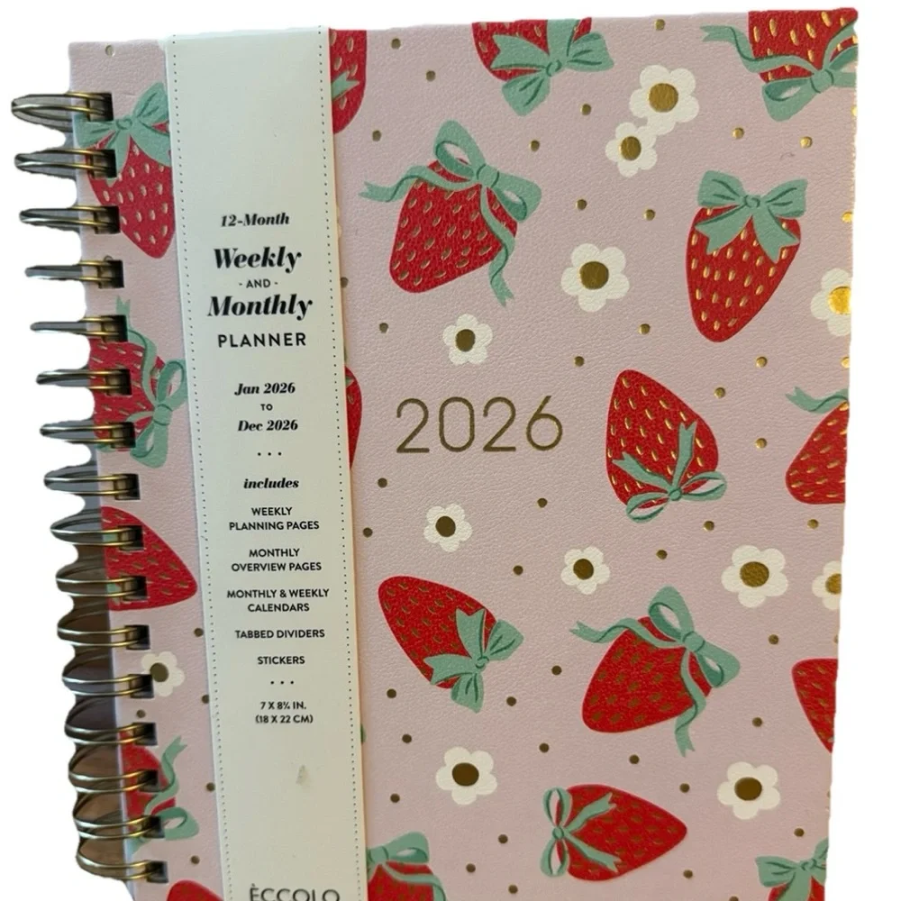 2026 Planners, Eccolo Spiral Agenda Planner, Weekly & Monthly Pages, 12 Months
